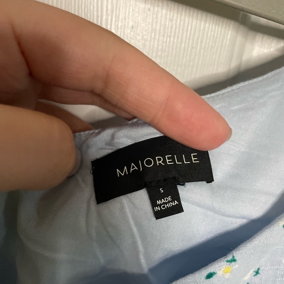 Majorelle Mandy One Shoulder Dress Mini Linen Blend Ditsy Floral Blue Size Small - Picture 6 of 7